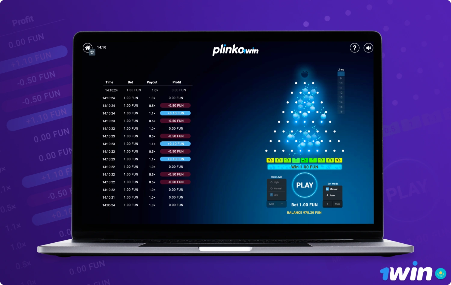 Демо-версия Plinko на сайте 1win Казахстан позволяет ознакомиться с игровым процессом перед игрой на реальные деньги